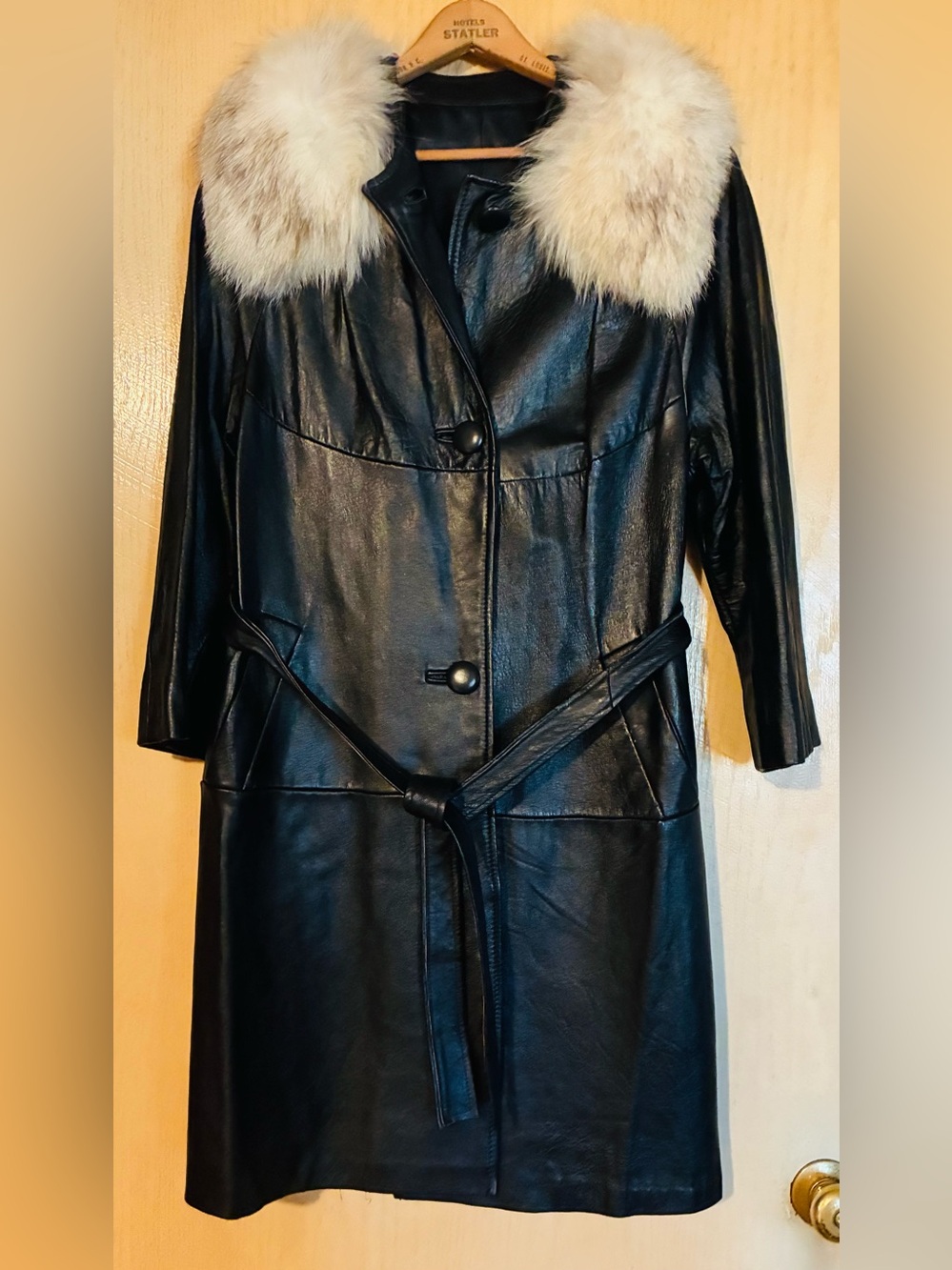 60’s Black Leather Trench Coat By Youthmodes Petites By Richard L